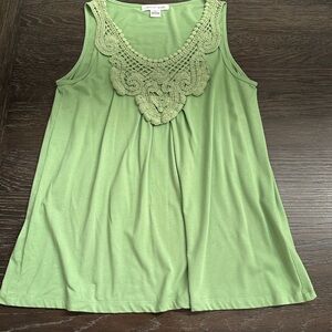 August Silk M crochet embellished tank top green